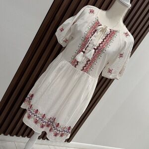 Knox Rose White Embroidered Tie-Front Mini Dress